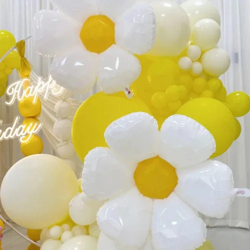 Miniatura 4 de YUJUN 11 globos de margarita, enormes globos de papel de aluminio de margaritas de flores blancas para baby shower, boda, decoración de fiesta