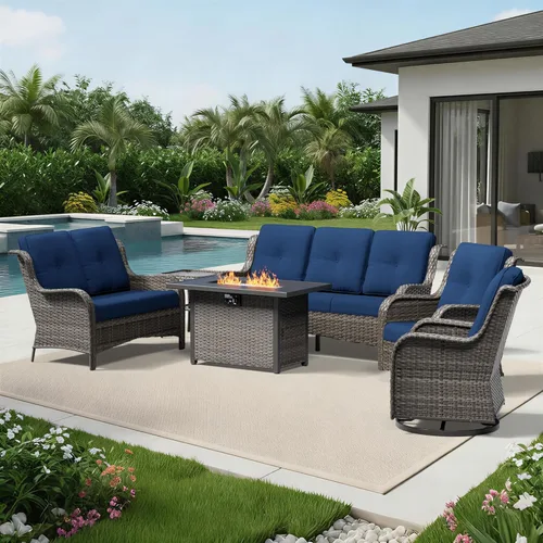 Miniatura 24 de Joyside Juego de sillas de mimbre para patio, juego de 3 piezas de mimbre para exteriores con 2 sillas reposabrazos y 1 mesa auxiliar para terraza