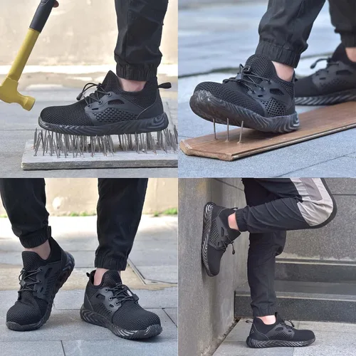 Miniatura 64 de SUADEX Zapatos deportivos con punta de acero para hombres y mujeres, indestructibles, ligeros, cómodos, antideslizantes, puntera compuesta