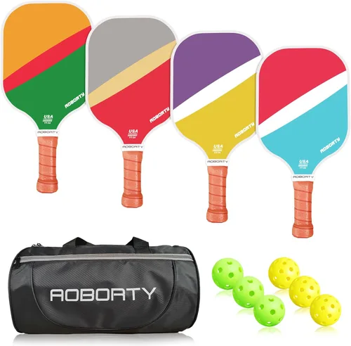 AOBORTY USAPA - Paquete de 4 palas de pickleball – Juego de 4 raquetas de grafito claro de primera calidad con cara de fibra y polímero con núcleo