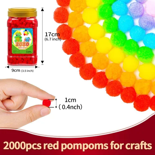 Miniatura 47 de Praisebank Pompones rojos, 90 unidades, 1.5 pulgadas, perfectos para artes y manualidades