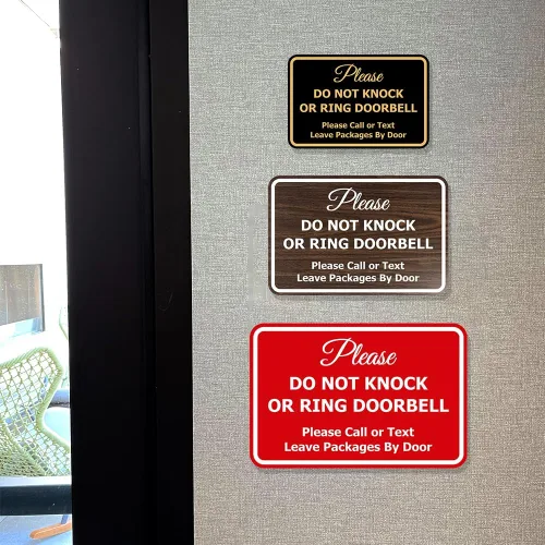 Miniatura 5 de Signs ByLITA Clásico enmarcado Por favor no golpee ni toque el timbre de la puerta, señal para pared o puerta - Fácil instalación Instrucción