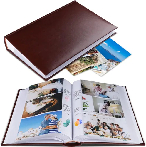 Miniatura 9 de 1DOT2 Álbum de fotos de 4 x 6 pulgadas con capacidad para 402 bolsillos con bolsillos deslizantes, libro de fotos, cubierta de cuero, con espacio