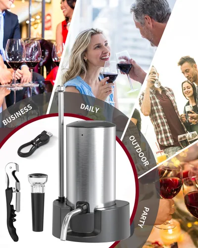 Miniatura 6 de CIRCLE JOY Aireador de vino eléctrico con base de almacenamiento, sacacorchos y tapón de vino al vacío, regalo de elefante blanco para amantes