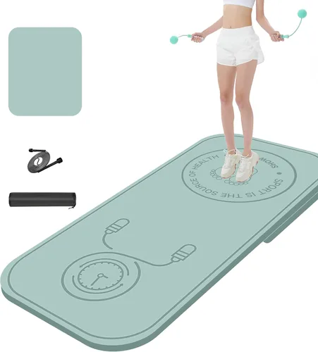 Miniatura 2 de Tapete de ejercicio deportivo a prueba de golpes, extra grueso, de alta densidad, antidesgarros, antideslizante, para interiores y exteriores Verde