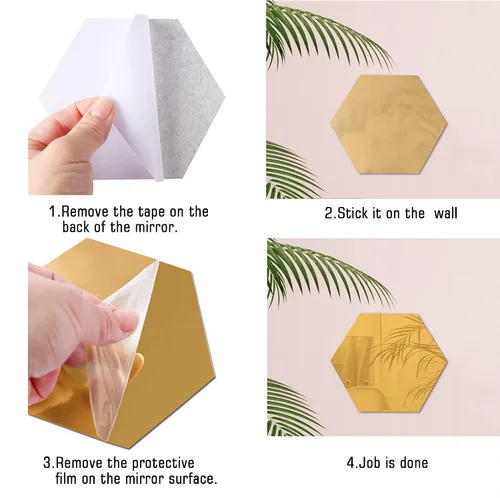 Miniatura 3 de RW-103 - 36 calcomanías acrílicas para espejo hexagonal, bricolaje, removibles, geométricos 3D, decoración de pared para dormitorio, sala de estar
