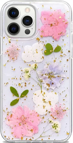 Miniatura 30 de Abbery - Funda diseñada para iPhone 12/12 Pro con purpurina, transparente y linda con diseño de mariposa, correa para la muñeca, brillante