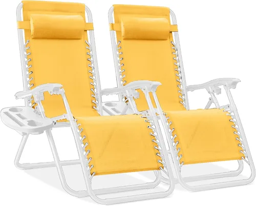 Miniatura 18 de Best Choice Products - Juego de 2 sillas reclinables y ajustables de malla y acero, sillas con sensación gravedad cero con cojines y bandejas