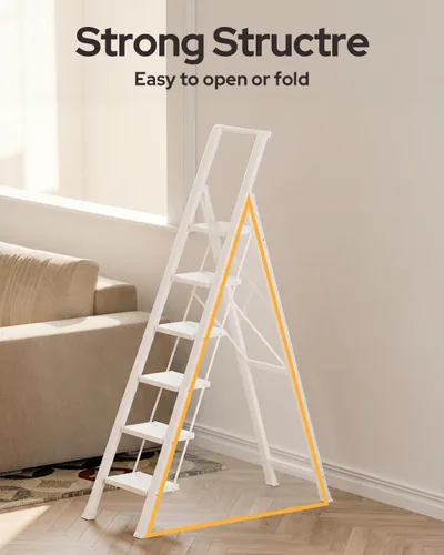 Miniatura 8 de Escalera de 6 escalones para techo de 12 pies de alto, taburete plegable de aluminio ligero con cómodo agarre, escaleras con pedal antideslizante