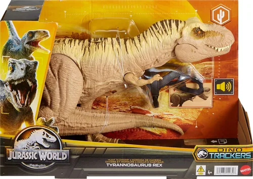 Miniatura 6 de Mattel Jurassic World Track 'n Attack - Figura de acción de dinosaurio, juguete de tiranosaurio Rex con luces, sonido, movimiento y accesorios