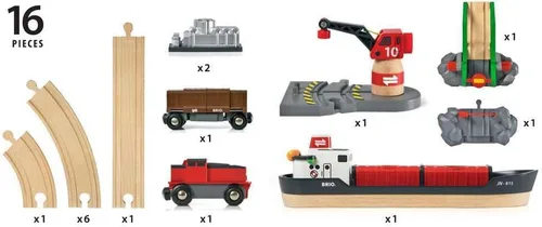 Miniatura 6 de BRIO World - 33061 Cargo Harbor Set Juego de tren de 16 piezas con accesorios de madera Regalo ideal para niños mayores de 3 años