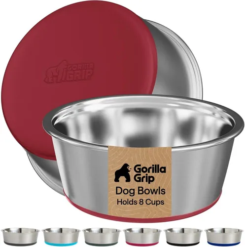 Miniatura 21 de GORILLA GRIP Tazones para perros, acero inoxidable 304 de grado alimenticio, capacidad para 2 tazas cada uno (16 onzas líquidas) para alimentos