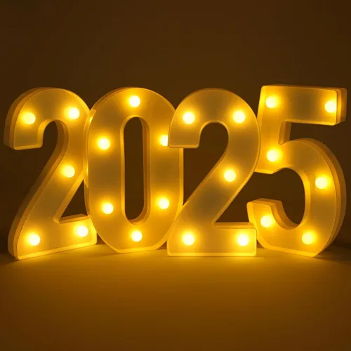 KatchOn, Números con luz LED 2025-8.2 pulgadas, letrero iluminado 2025 | Letrero luminoso de número 2025 para decoraciones de feliz graduación 2025