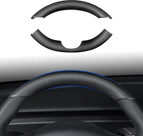 Miniatura 9 de Kit de cubierta superior e inferior de fibra de carbono real para volante de fibra de carbono 2020-2024 Tesla Model Y 2019-2023 Tesla Model 3,3K