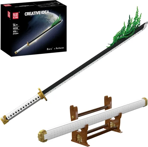 Mould King 10258 MOC Samurai Sword Modelo de bloque de construcción, más de 1674 piezas con iluminación LED, exhibición de espada inspirada en el