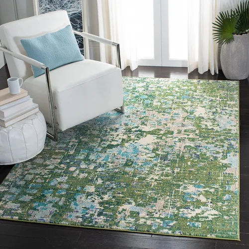 Miniatura 38 de SAFAVIEH MAD425H Madison Collection Alfombra decorativa cuadrada de 3', gris/naranja, diseño abstracto bohemio desgastado, no desprende pelusa