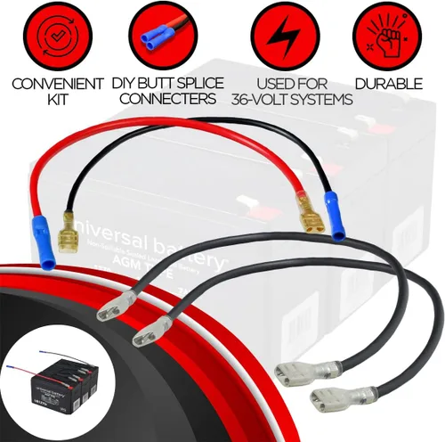 Miniatura 2 de AlveyTech Kit de arnés de cableado universal de batería de 36 voltios, cable de repuesto de 14 AWG 600 V para scooters eléctricos, mini motos