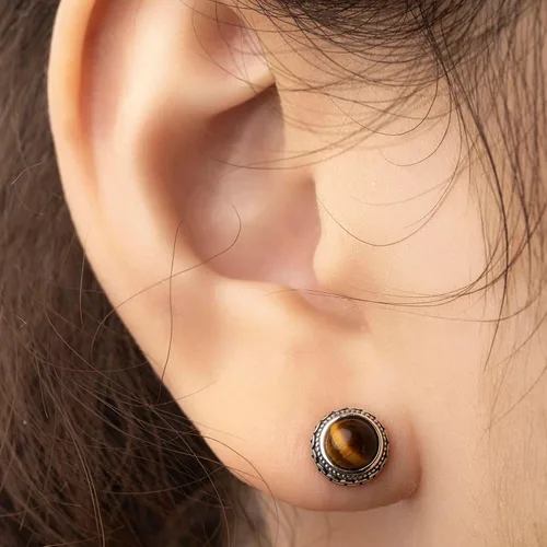 Miniatura 6 de Aretes de plata de ley con piedra natal de cristal real, joyería para mujer, moda occidental 925, envejecida, bohemia, hecha a mano, el mejor regalo