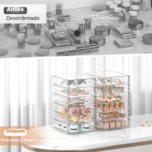 Miniatura 4 de Organizador de almacenamiento para cajones de maquillaje con 24 cajones, set de 4 organizadores acrílicos para escritorio de oficina