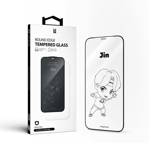 Miniatura 10 de iFace TinyTAN inspirado en BTS Protector de pantalla de vidrio templado de borde redondo diseñado para iPhone 12 Pro Max (Jung Kook)