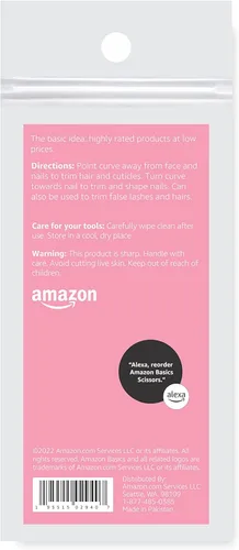 Miniatura 2 de Amazon Basics Tijeras de belleza, acero inoxidable, corte de precisión curvado, herramienta de aseo multiusos, fáciles de usar, color plateado