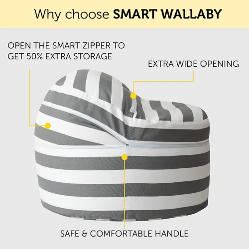 Miniatura 9 de SMART WALLABY Silla Puf de Almacenamiento para Animales de Peluche 2 Tamaños en 1 Organizador de Juguetes de Peluche para Niños 100% Algodón