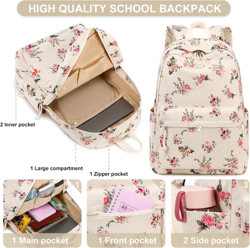 Miniatura 5 de BLUBOON mochila escolar para adolescentes, niñas y niños, con lonchera y estuche para lápices