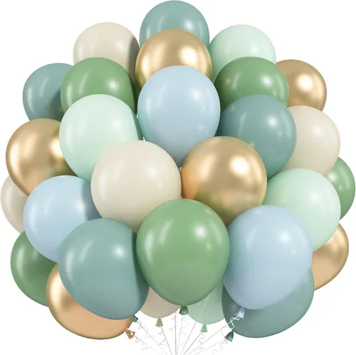 Miniatura 9 de Globos azules y naranjas, globos azul marino verde azulado de 12 pulgadas con globo plateado metálico para niños y niñas, cumpleaños, Acción