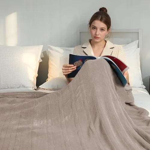 Miniatura 39 de Manta Eléctrica Térmica de Franela y Sherpa 50"x60" Tamaño Throw - 4 Niveles de Calor, Apagado Automático 10H, Calentamiento Rápido, Acogedora