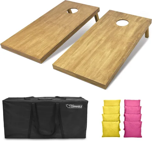 Miniatura 74 de GoSports 4 ft x 2 ft Regulation Size Wooden Cornhole Boards Set with Light Brown Finish - Includes Carrying Case and Bean Bags Negro- gris