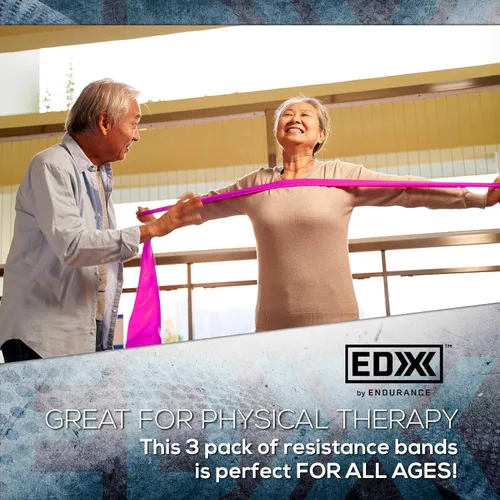Miniatura 4 de EDX Bandas de resistencia planas de 12 pulgadas para fitness o terapia física, juego de 3 bandas sin látex
