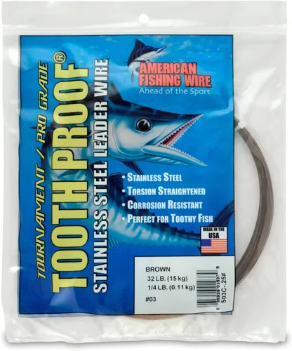 Miniatura 47 de AFW Alambre Líder Duro de Una Hebra de Acero Inoxidable a Prueba de Dientes - Brillante y Camuflaje para Tiburón, Barracuda, Caballa Real, Wahoo