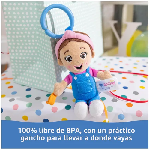 Miniatura 6 de Ms. Rachel Juguete sensorial oficial para llevar, columpio y cochecito de bebé, juguetes de dentición con sonajero y clip, juguetes para niños