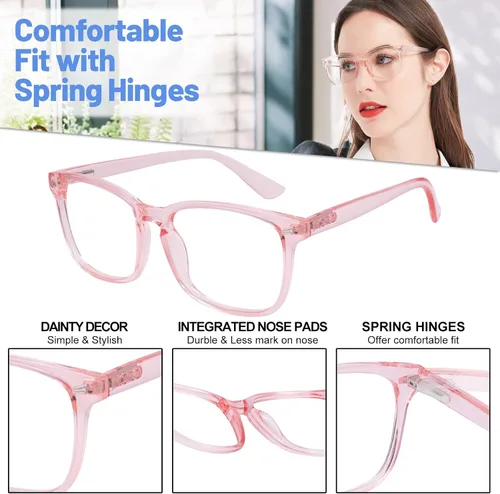 Miniatura 5 de 4 PAQUETES Gafas de Lectura con Bloqueo de Luz Azul para Mujeres 1.0 1.25 1.5 1.75 2.0 2.25 2.5 2.75 3.0 3.5 4.0 5.0 6.0 1a- Rosa lindo*4