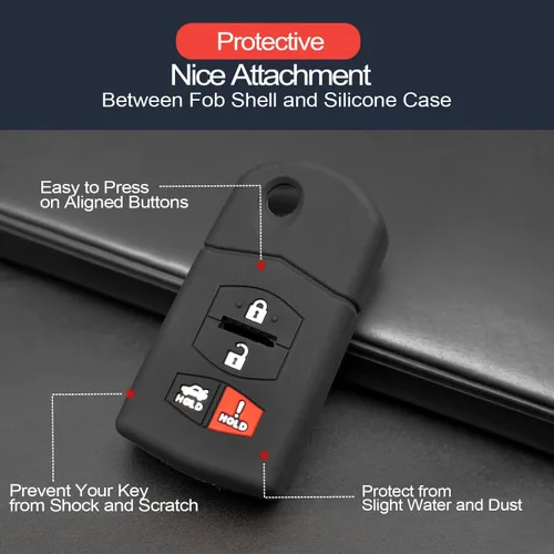 Miniatura 4 de 2 piezas compatibles con Mazda 3 5 6 CX-7 CX-9 MX-5 Miata RX-8 - Funda protectora para llavero