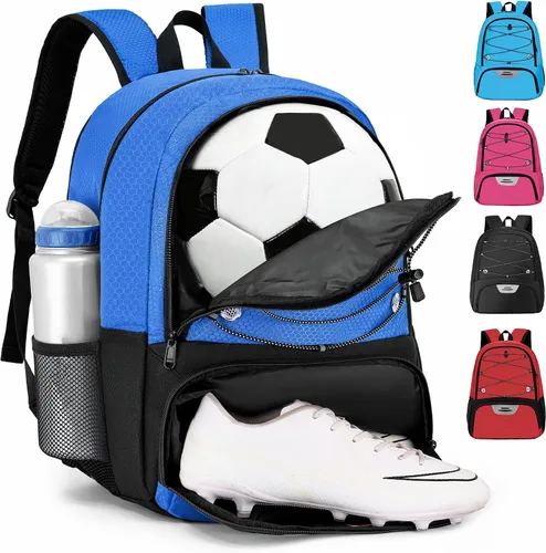 Miniatura 10 de Hsmihair - Mochila de fútbol juvenil - Mochila para fútbol y baloncesto, con compartimento para pelota y tacos separados