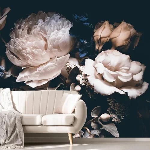Miniatura 14 de MFWFM - Papel tapiz de peonías grises con diseño floral de acuarela para guardería (no se despega y pega)