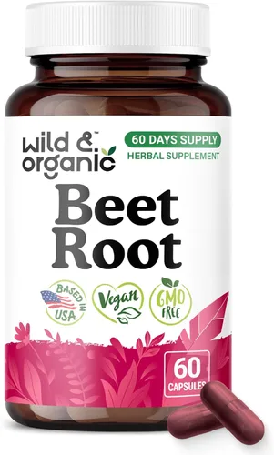 Miniatura 10 de Wild & Organic Cápsulas de raíz de remolacha de 8000 mg - Extracto de remolacha 20:1 - 120 cápsulas veganas - Extracto de pimienta negra para una