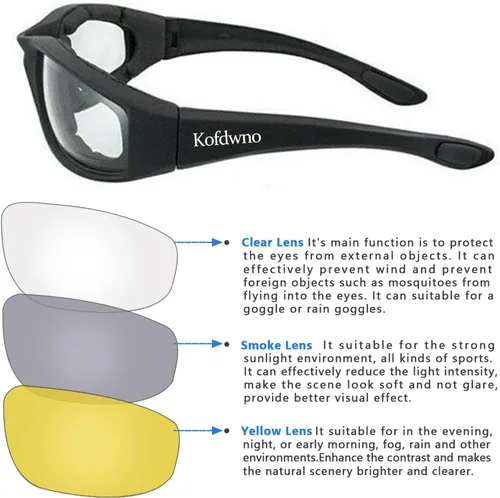 Miniatura 3 de (3 PCS) Gafas para Montar Motocicleta con Almohadillas de Espuma, Gafas Protectoras con Protección UV Anti-Viento A Prueba de Polvo, Gafas de Sol