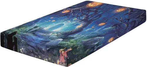 Miniatura 3 de XISUNYA Sábana decorativa para cuna, sábana bajera de microfibra suave y sedosa para Halloween, 28 x 52 x 8 pulgadas, sábana de bebé con impresión