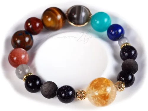 Miniatura 27 de Precious Gemstone Natural Crystal Healing Bracelet, Rutilated Quartz, Moonstone, Quartz Handmade Original Design Bracelet