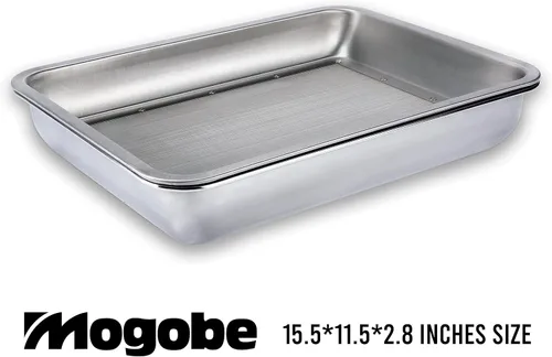 Miniatura 4 de Bandeja recortada, hecha de acero inoxidable con pantalla desmontable de 150 micrones, tamaño de 15.5 x 11.5 pulgadas plata 15.5*11.5 pulgadas