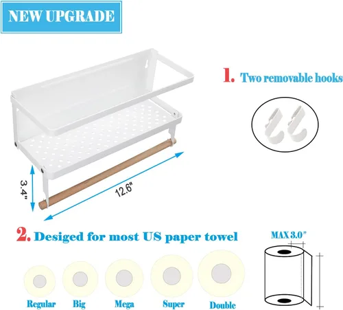 Miniatura 3 de Organizador Magnético de Estante de Especias de Un Solo Nivel para Refrigerador, Estante de Almacenamiento de Especias, Fácil de Instalar en el Lado