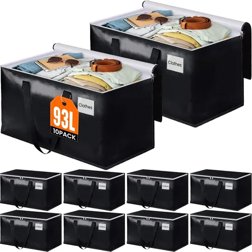 Miniatura 11 de BlissTotes Bolsas de mudanza, cajas de mudanza resistentes con cremalleras superiores y asas resistentes, bolsas de almacenamiento para ahorrar