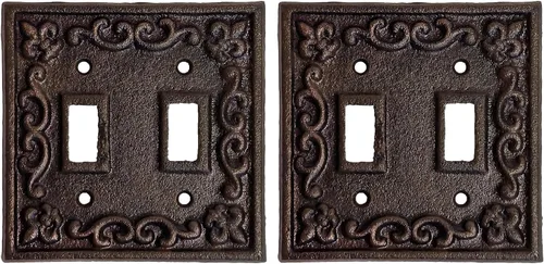Miniatura 13 de Lulu Decor, Fleur De Lis - Placa de enchufe de hierro fundido en acabado marrón rústico antiguo