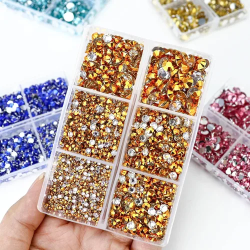 Miniatura 2 de Briskbloom 10000 diamantes de imitación dorados brillantes para manualidades, zapatos, ropa, diamantes de imitación dorados con parte trasera plana