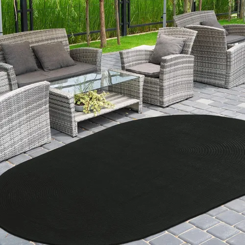 Miniatura 2 de BNM - Alfombra ovalada bohemia para interiores y exteriores con patrón trenzado sólido, perfecta para patio trasero, patio, oficina, sala de estar