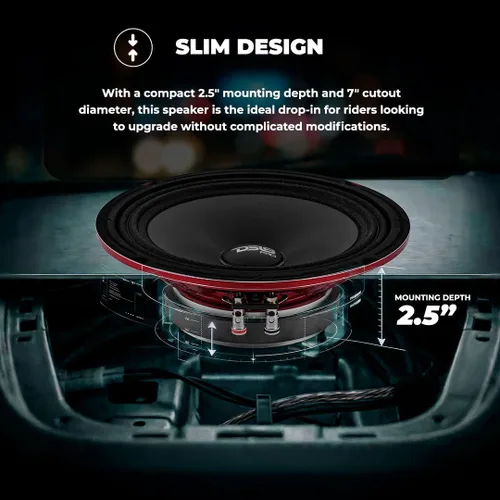 Miniatura 3 de DS18 PRO-SM8.2 - Altavoz delgado de 8 pulgadas, rango medio, canasta de acero rojo, 500 W de potencia máxima, 250 W RMS, 2 ohmios - Altavoces