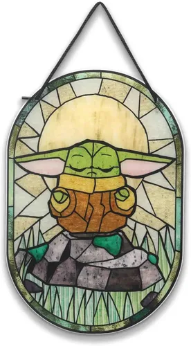 Miniatura 18 de Disney Star Wars: The Mandalorian Baby Yoda Force es fuerte con este pequeño colgante de madera decoración de pared - Grogu, el niño Negro
