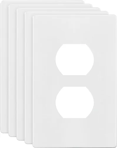 Miniatura 80 de ENERLITES Placa de pared de salida de receptáculo dúplex de tamaño mediano, placas de cubiertas de toma de corriente, tamaño medio de 1 banda, 4.88